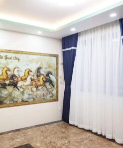 Rèm vải xếp ly màu xanh dương Rèm vải xếp ly màu xanh dương