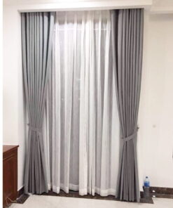 Giá rèm cửa vải 2 lớp màu xám hiện đại Giá rèm cửa vải 2 lớp màu xám hiện đại