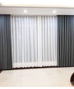 Rèm cửa vải 2 lớp màu xám đậm hiện đại Rèm cửa vải 2 lớp màu xám đậm hiện đại