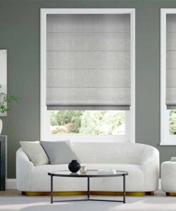 Rèm roman cửa sổ phòng khách màu xám chống nắng Rèm roman cửa sổ phòng khách màu xám chống nắng